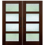 Mahogany 8'-0" Tall Continental 4 Lite Double Barn Door