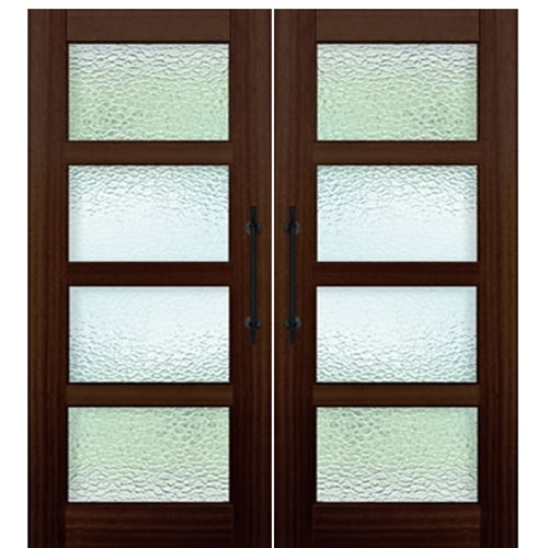 Mahogany 8'-0" Tall Continental 4 Lite Double Barn Door