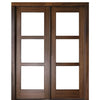 8'-0" Tall Mahogany 3-Lite Contemporary Double Entry Doors