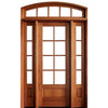 36"x96" 8-Lite TDL Mahogany Wood Entry Door with Two Sidelites and Arched Transom