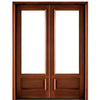 8'-0" Tall Mahogany Wood Double Entry Doors with 3/4 Glass and Bottom Panels