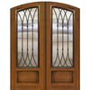 Pre-hung 3/4 Lite Arch Top Fiberglass Double Entry Doors with Warwick Iron Grille Design