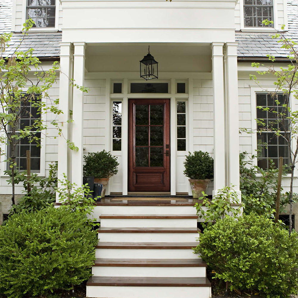 TDL 6-Lite 1-Panel RM-1  | 6-Lite 1-Panel True Divided Lite (TDL) Mahogany Wood Entry Door with Raised Moulding
