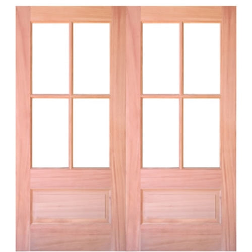 7221-68-2 | 80" 4-Lite 1-Panel Mahogany TDL Double Entry Door with Insulated, Beveled Glass