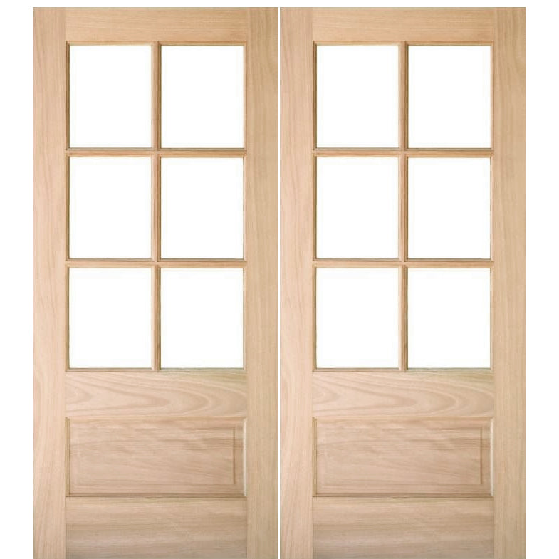 7231-2 | 6-Lite 1-Panel Mahogany True Divided Lite (TDL) Double Entry Door with Insulated, Beveled Glass