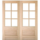 7231-2 | 6-Lite 1-Panel Mahogany True Divided Lite (TDL) Double Entry Door with Insulated, Beveled Glass