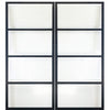 4-Lite Flush Glazed Contemporary Metal Double Barn Door