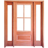 Prehung 4 Lite 1 Panel Mahogany TDL Entry Door with 14" Full-Lite Sidelites and Insulated, Beveled Glass