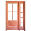 Prehung 4 Lite 1 Panel Mahogany TDL Entry Door and a 14" 5-Lite Sidelite with Insulated, Beveled Glass