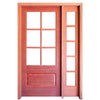 Prehung 6 Lite 1 Panel Mahogany TDL Entry Door and a 14" 5-Lite Sidelite with Insulated, Beveled Glass