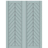 Flush Fiberglass Entry Double Door with Modern Chevron Design on Smooth Skin