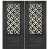 1-Panel 3/4 Lite Eclectic Design Fiberglass Double Entry Door with Steel Grille.