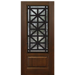 1-Panel 3/4 Lite Contempo Design Fiberglass Entry Door with Steel Grille