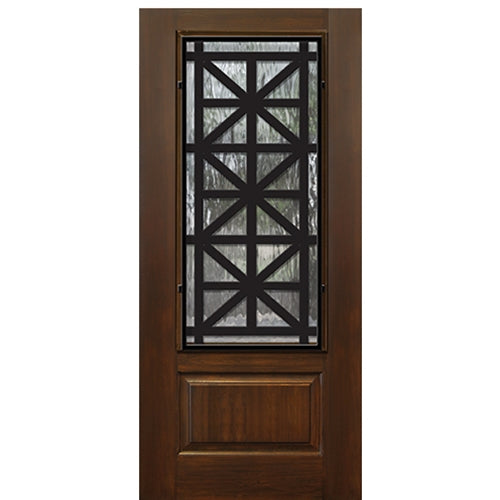 1-Panel 3/4 Lite Contempo Design Fiberglass Entry Door with Steel Grille