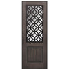 96" Tall 1-Panel 2/3 Lite Eclectic Design Fiberglass Entry Door with Knotty Alder Wood Grain