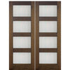 72"X80" Tall Contemporary 4-Lite Mahogany Entry Double Doors