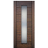 96" Tall 1-Lite Vertical Glass Contemporary Mahogany Wood Entry Door