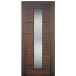96" Tall 1-Lite Vertical Glass Contemporary Mahogany Wood Entry Door