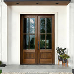 TDL 4-Lite 1 Panel NRM-1-2 | 4-Lite 1-Panel True Divided Lite (TDL) Mahogany Wood Entry Door with Two Sidelites