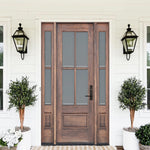 TDL 4-Lite 1 Panel NRM-1-2 | 4-Lite 1-Panel True Divided Lite (TDL) Mahogany Wood Entry Door with Two Sidelites
