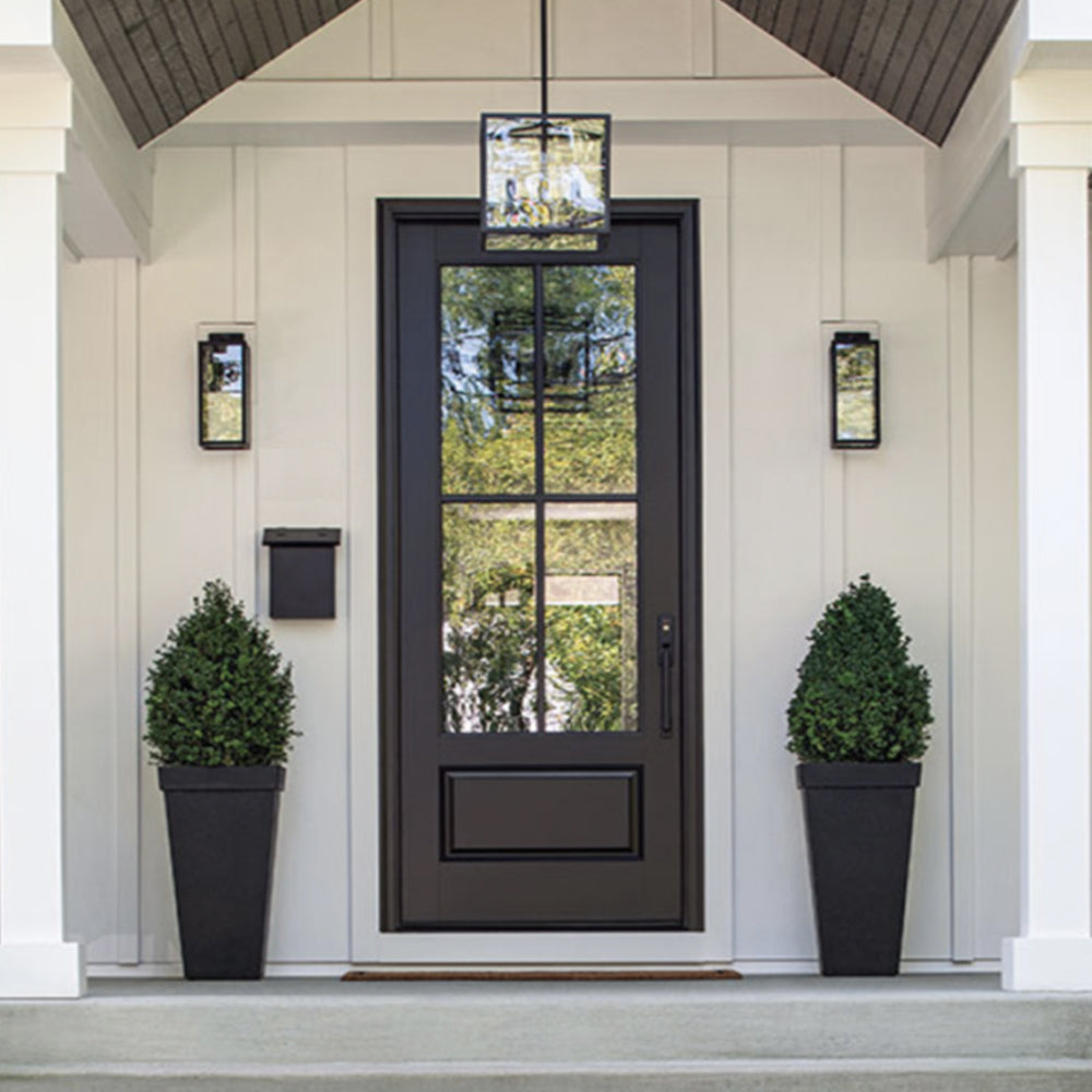 7221-80 | 96" 4-Lite 1-Panel Mahogany Wood TDL Exterior Door with Insulated, Beveled Glass