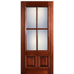 36"x80" 4-Lite 2-Panel True Divided Lite (TDL) Mahogany Wood Entry Door with Raised Moulding
