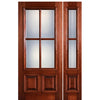 36"X80" 4-Lite 2-Panel True Divided Lite (TDL) Mahogany Wood Exterior Door With Raised Moulding and One Sidelite