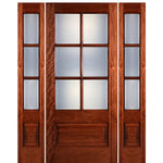6-Lite 1-Panel True Divided Lite (TDL) Mahogany Wood Entry Door with Two Sidelites