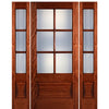 6-Lite 1-Panel True Divided Lite (TDL) Mahogany Wood Entry Door with Two Sidelites