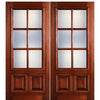 72X80" 6-Lite 2-Panel True Divided Lite (TDL) Mahogany Wood Entry Double Doors with Raised Moulding 
