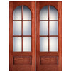 96" Tall  6-Lite Circle Top True Divided Lite (TDL) Mahogany Wood Entry Double Doors
