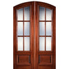 Pre-hung 96" Tall 6 Lite Arch Top True Divided Lite (TDL) Mahogany Wood Entry Double Doors
