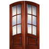 Prehung 60"x96" 6 Lite Arch Top Curved Panel True Divided Lite (TDL) Mahogany Wood Entry Double Doors
