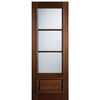96" Tall 3-Lite 1-Panel True Divided Lite (TDL) Mahogany Wood Entry Door 
