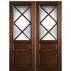 96" Tall 7-Lite 2-Panel True Divided Lite (TDL) Mahogany Wood Entry Double Doors 
