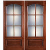 84"x96" Tall 6 Lite Arch Square Top True Divided Lite (TDL) Mahogany Wood Entry Door

