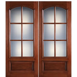 84"x96" Tall 6 Lite Arch Square Top True Divided Lite (TDL) Mahogany Wood Entry Door

