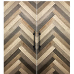 Rustic Farmhouse Double Barn Door with Chevron Design Pattern