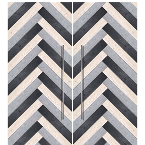 Rustic Farmhouse Double Barn Door with Chevron Design Pattern
