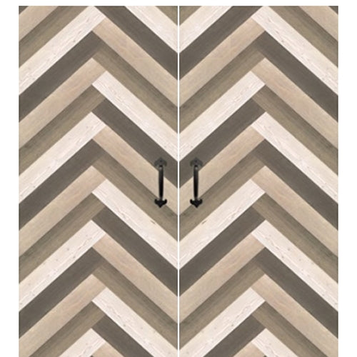 Rustic Farmhouse Double Barn Door with Chevron Design Pattern