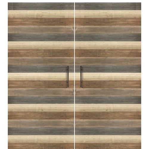 Rustic Farmhouse Double Barn Door with Horizontal Planks Design Pattern