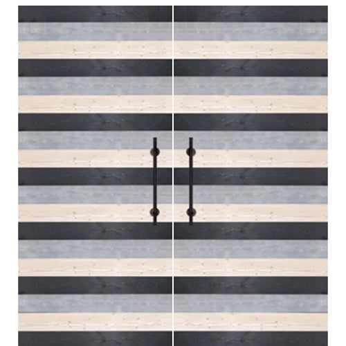 Rustic Farmhouse Double Barn Door with Horizontal Planks Design Pattern