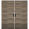 Rustic Farmhouse Double Barn Door with Horizontal Planks Design Pattern