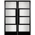 Narrow Profile 4 Lite 2-Block Smooth Fiberglass Entry Double Doors 