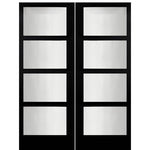 Narrow Profile 4 Lite 4-Block Smooth Fiberglass Entry Double Doors 