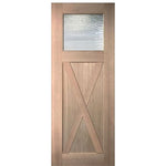 36"x96" Craftsman Style 1-Lite X Panel Mahogany Entry Door