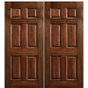 80" Tall 6 Panel Solid Mahogany Wood Entry Double Door
