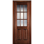 96" 9-Lite 2-Panel True Divided Lite (TDL) Mahogany Wood Entry Door