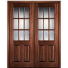 96" Tall 9-Lite 2-Panel True Divided Lite (TDL) Mahogany Wood Entry Double Door
