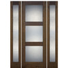 36"X80" Tall Contemporary 3-Lite Mahogany Wood Entry Door with Full Lite Sidelites